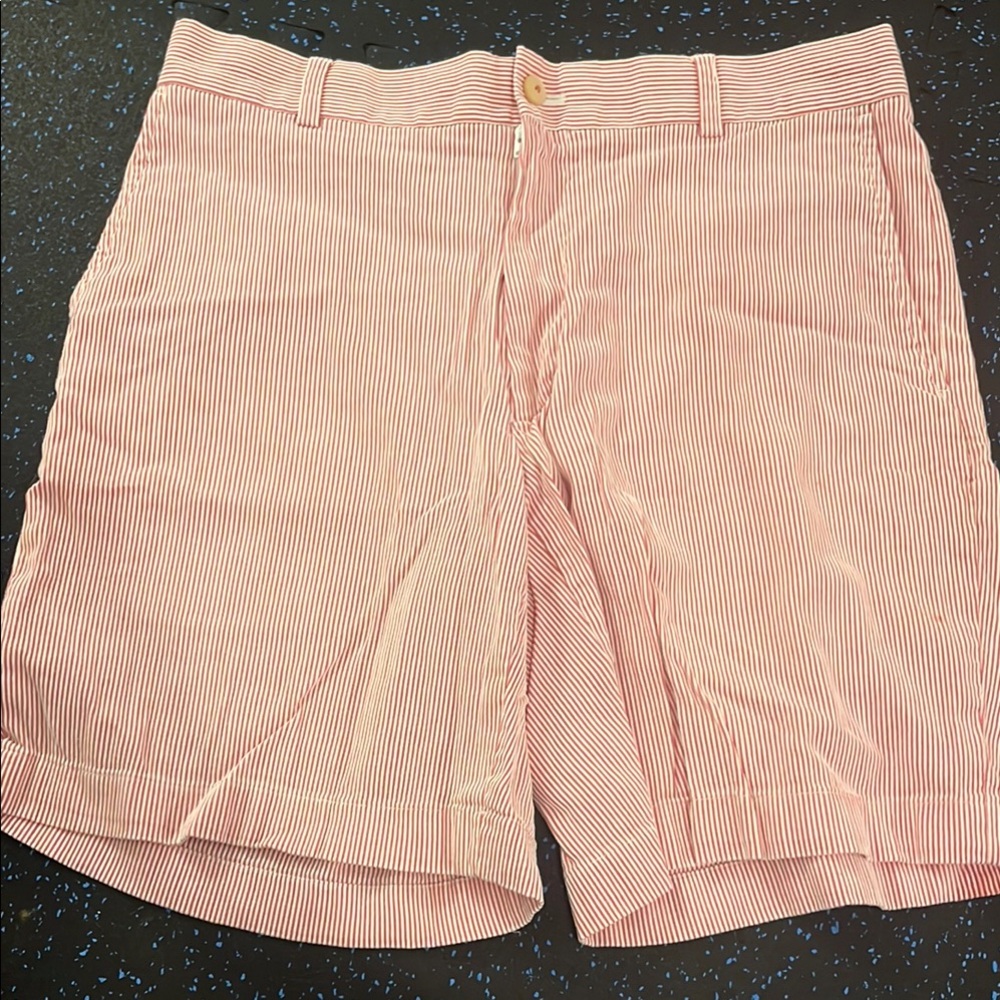 Southern Tide Red and White Flat Front Shorts